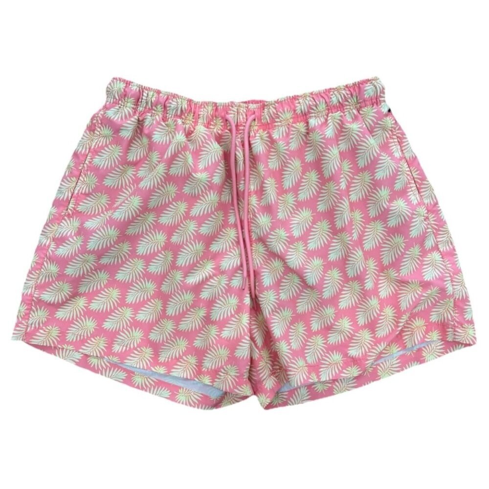 Happy Hour Men's XL Pink Tropical Lined with Pockets Quick Dry Beach Swim Shorts